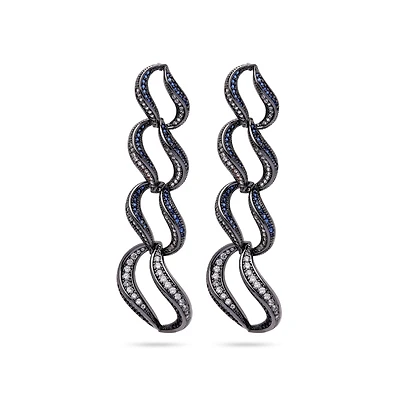 AGP PARIS Womens Dark Blue Curvy Loop Drop Earrings