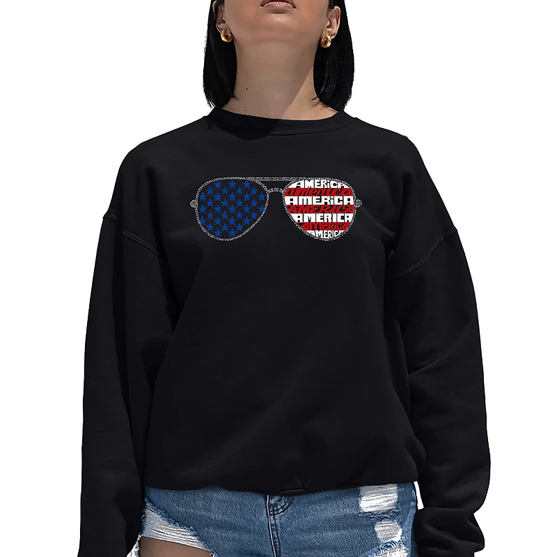 LA Pop Art Americana Sunglasses - Women's Word Crewneck Sweatshirt