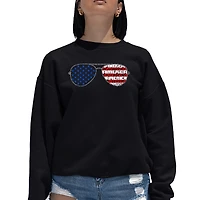 LA Pop Art Americana Sunglasses - Women's Word Crewneck Sweatshirt