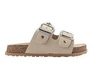 bebe Girl's Footbed Slide Sandals with Buckle Straps and Charm Accents