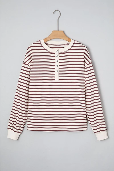 Threaded Pear Women's Margaret Sleeve Henley Top Long