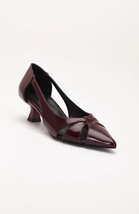 Forever & Always Womens Sidal Kitten Heel Leather Pumps
