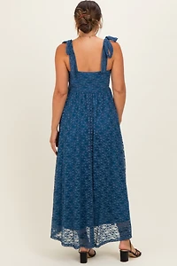 PinkBlush Womens Blue Sleeveless Lace Maternity Maxi Dress