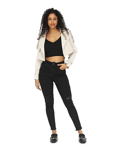 Belle & Bloom Womens Manhattan Cropped Trench