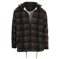 Gioberti Men's Sherpa Lined Flannel Jacket with Removable Hood
