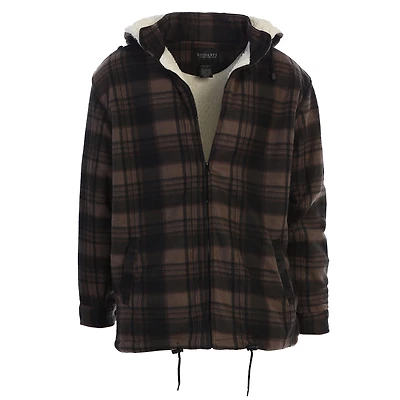 Gioberti Men's Sherpa Lined Flannel Jacket with Removable Hood