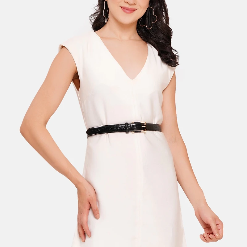 AGP PARIS Black Snake Print Women's Belt