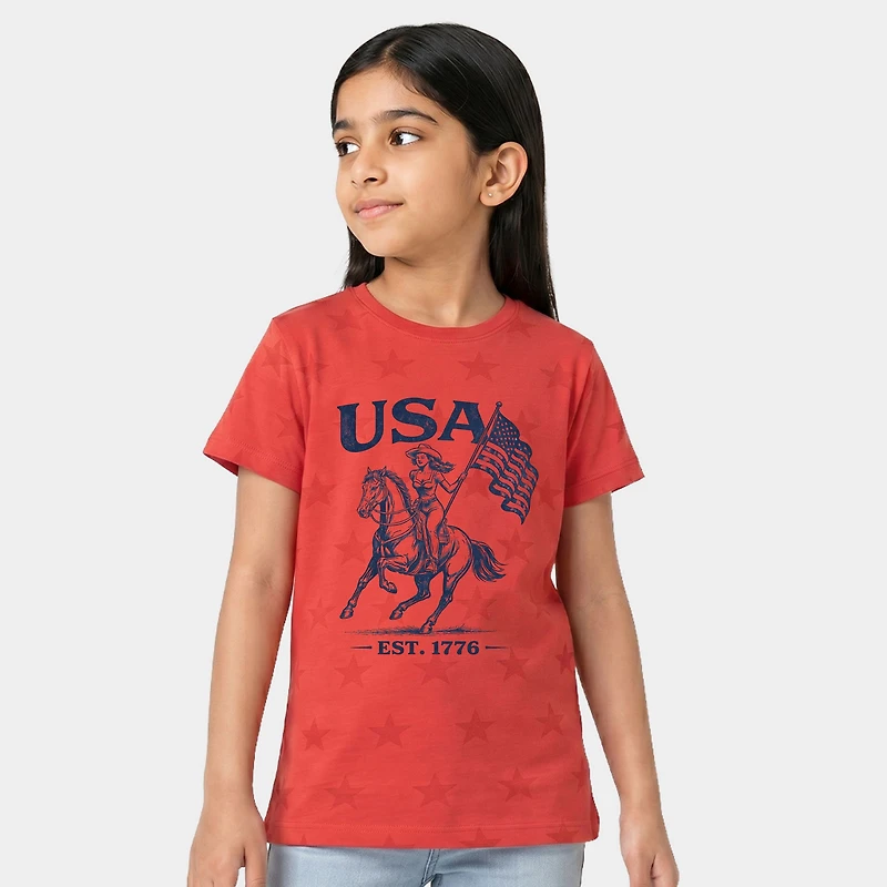 The Juniper Shop - USA Cowgirl Flag Youth Short Sleeve Star Tee