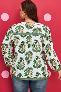 Threaded Pear Women's Kira 3 4 Sleeve PLUS Blouse
