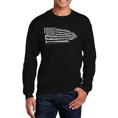LA Pop Art Pledge Of Allegiance Flag - Mens Word Crew Sweatshirt