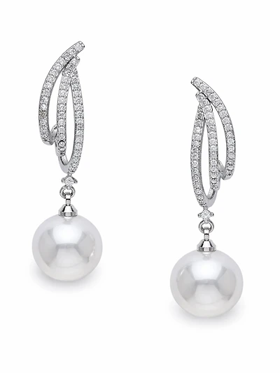 AGP PARIS Womens Curved Pavé Pearl Drop Earrings