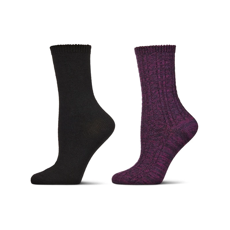 MeMoi Women's 2 Pair Pack Waterfall Crew Socks