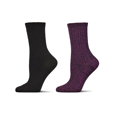 MeMoi Women's 2 Pair Pack Waterfall Crew Socks