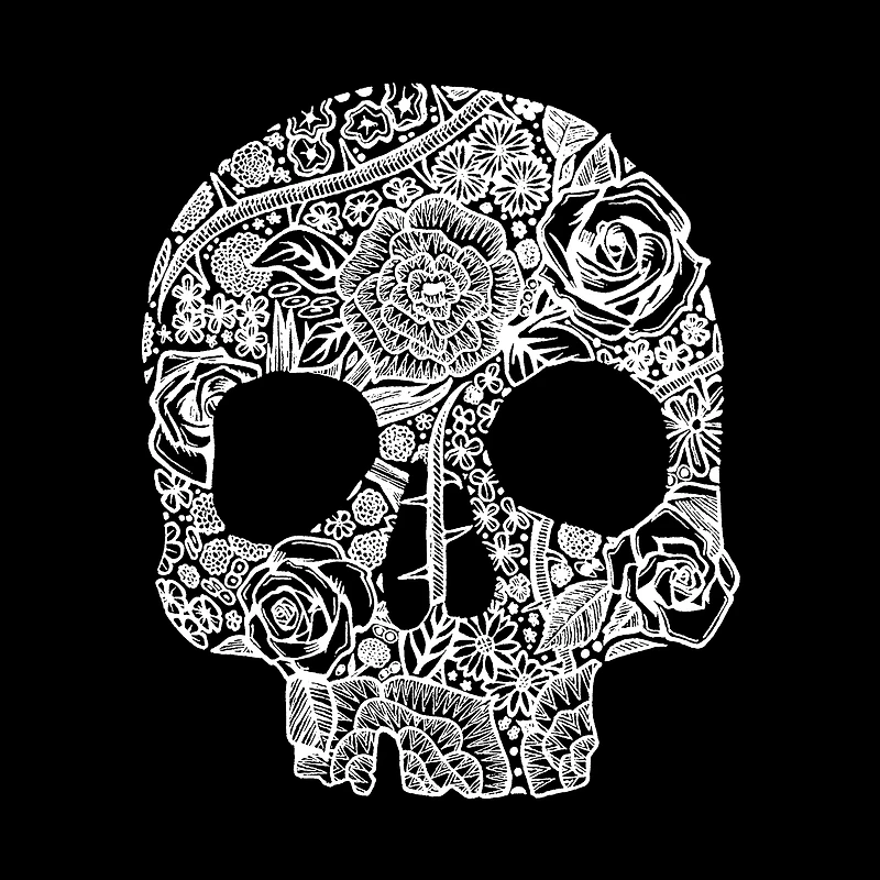LA Pop Art Flower Skull - Women's Word Hooded Sweatshirt