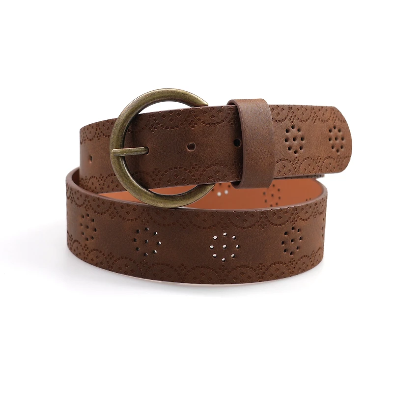 AGP PARIS Brown Round Buckle Women's Belt