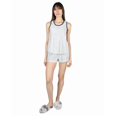 MeMoi Women's Spa Terry Bamboo Blend Racerback Top and Short Set
