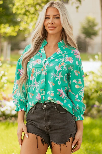 Threaded Pear Women's Bella Lantern Sleeve Front Shirt