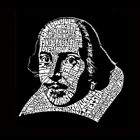 LA Pop Art Men's Shakespeare Word T-Shirt - 100% Cotton Crew Neck
