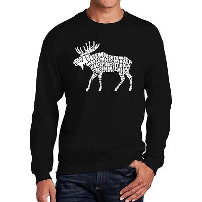 LA Pop Art Moose - Mens Word Crew Sweatshirt