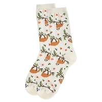MeMoi Women's Sloth Bamboo Blend Crew Socks