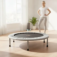38-in Mini Trampoline Adults Folding Rebounder Trampoline 330-lb Capacity 32 Springs 6 Legs Fitness Gray