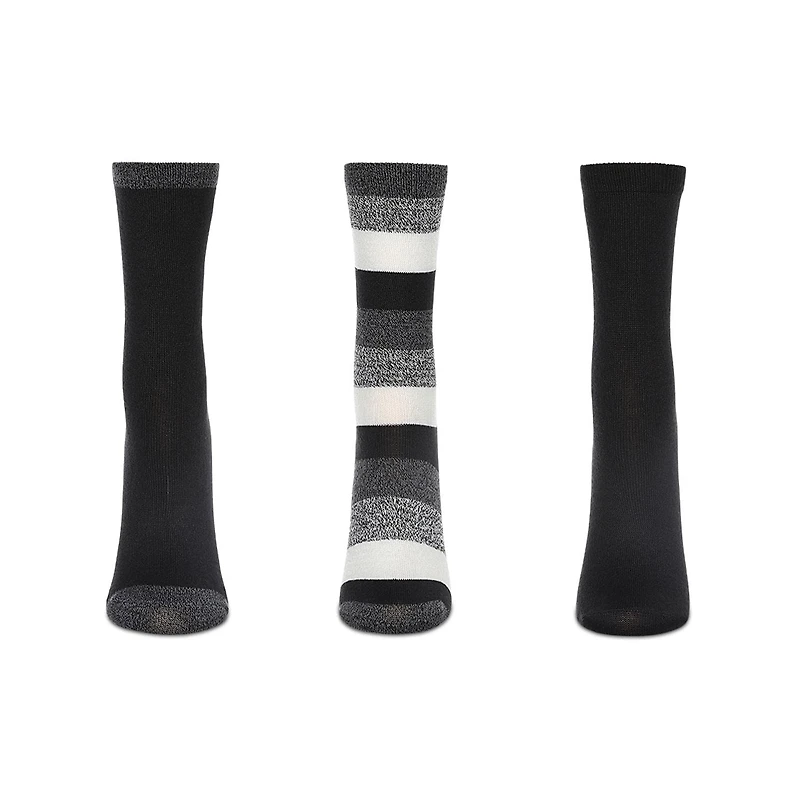 MeMoi Women's 3 Pair Pack Jumbo Stripes Buttersoft Crew Socks