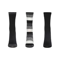 MeMoi Women's 3 Pair Pack Jumbo Stripes Buttersoft Crew Socks