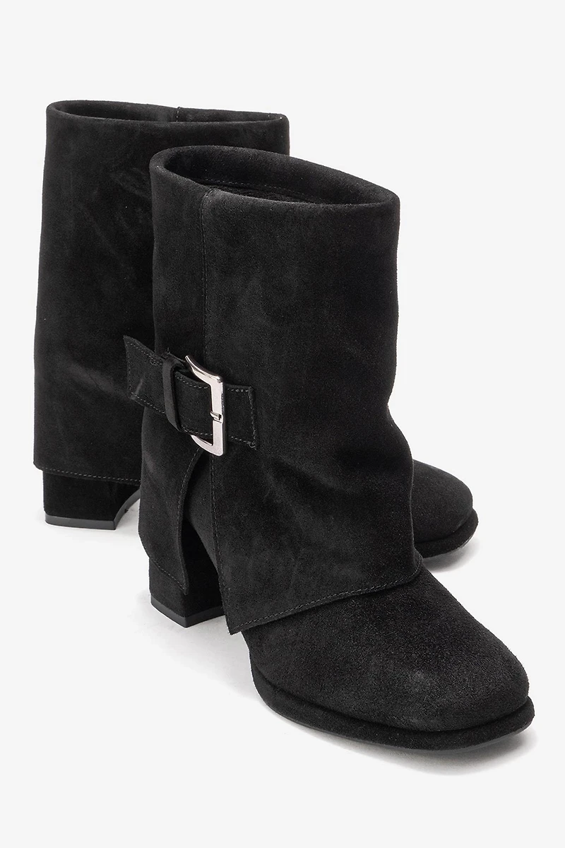 Forever & Always Womens Lore Leather Block Heel Boots