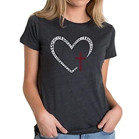 LA Pop Art Women's Cotton/Poly Blend Word TShirt - Blessed Heart