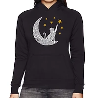 LA Pop Art Cat Moon - Women's Word Hooded Sweatshirt