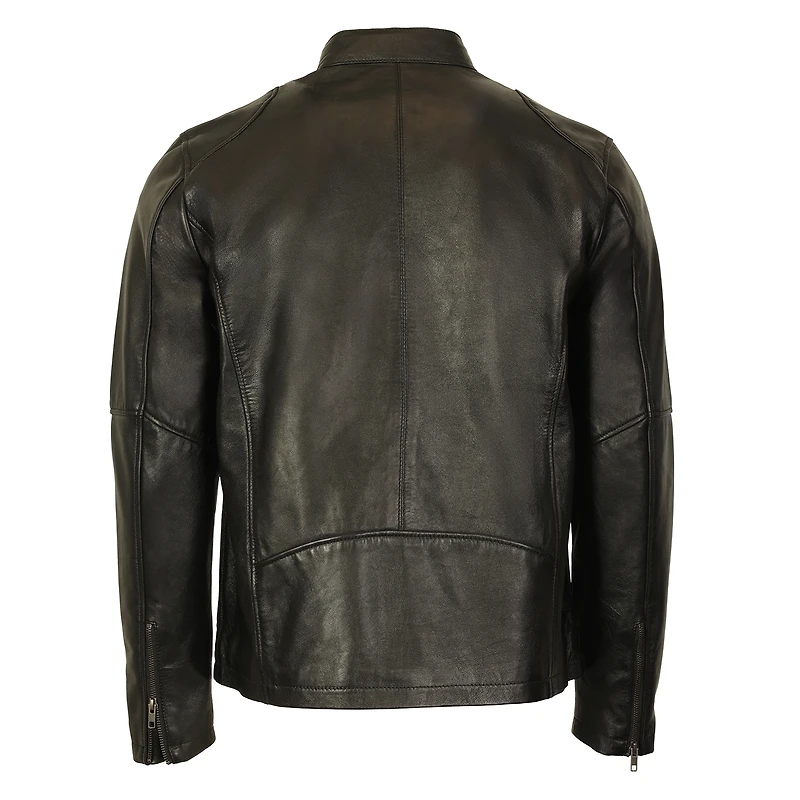 Gioberti Men's Sheepskin Classic Style Leather Jacket
