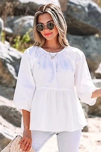 Threaded Pear Women's Paula Bow Knot Cutout Back Blouse
