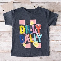 The Juniper Shop - Dilly Dally Checkered Toddler Short Sleeve Graphic T-Shirt