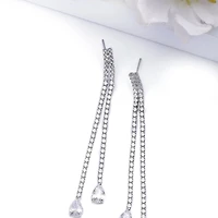 AGP PARIS Womens Silver Double Long Drop Earrings