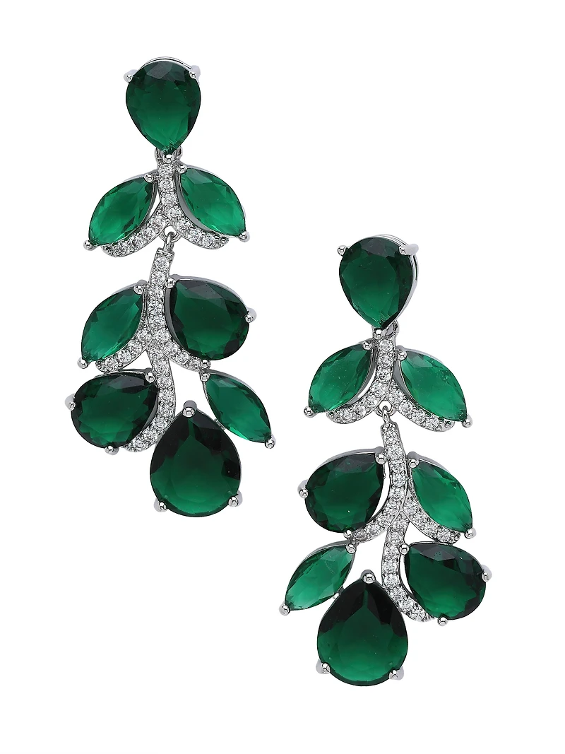 AGP PARIS Womens Leaf Cluster Statement Drop Earrings