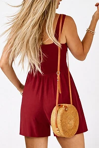 Threaded Pear Women's Marlowe Casual Smocked Sleeveless Romper