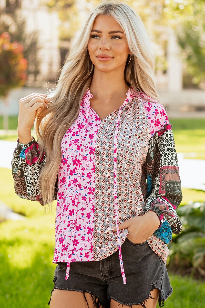Threaded Pear Women's Solirina Shoulder Bubble Sleeve Blouse