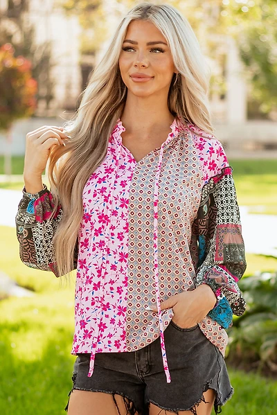 Threaded Pear Women's Solirina Shoulder Bubble Sleeve Blouse