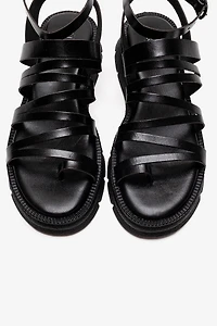 Forever & Always Womens Pelsa Leather Multi Strap Sandals