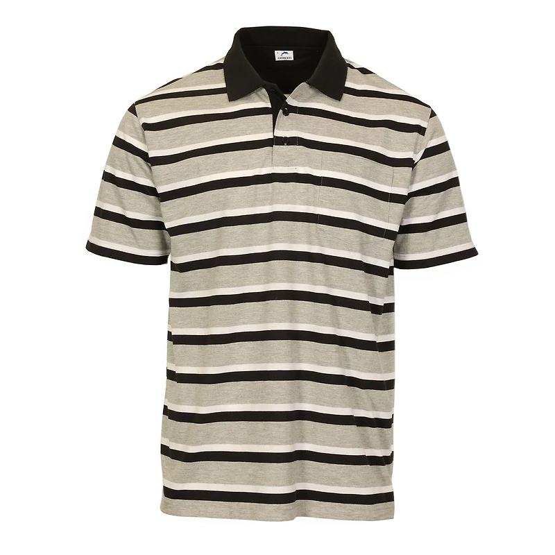 Gioberti Men's Regular Fit Stripe Short Sleeve Polo w/ Pocket