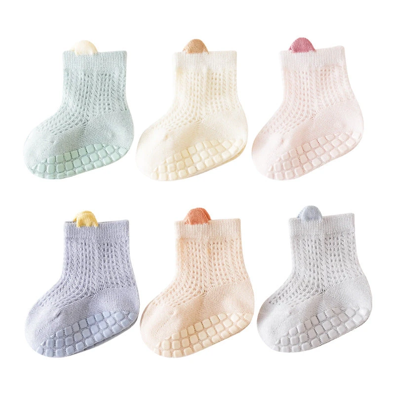 MyKids-USA Baby Non-Slip Thin Cotton Toddler Socks - Summer Solid Blue