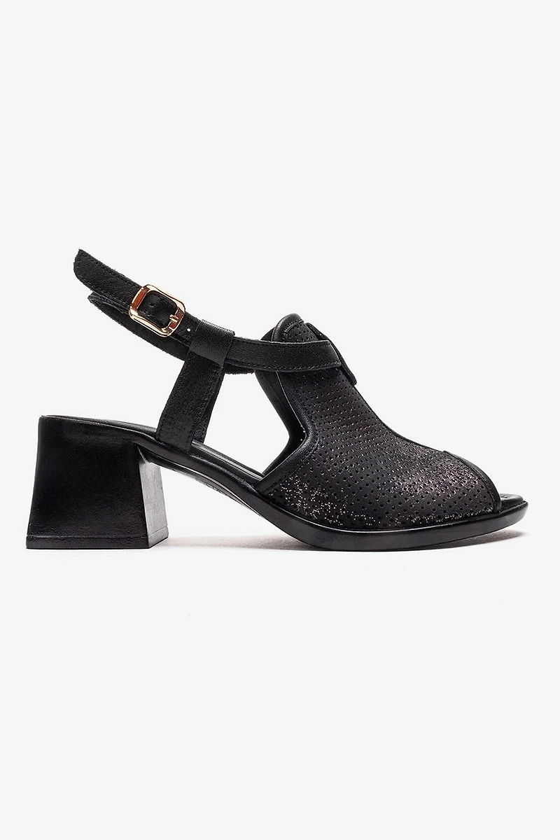 Forever & Always Womens Janelle Leather Block Heel Sandal