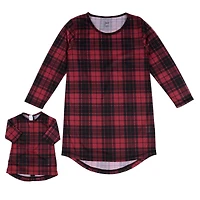 Leveret Girl & Doll Matching Plaid Long Sleeve Nightgown Set