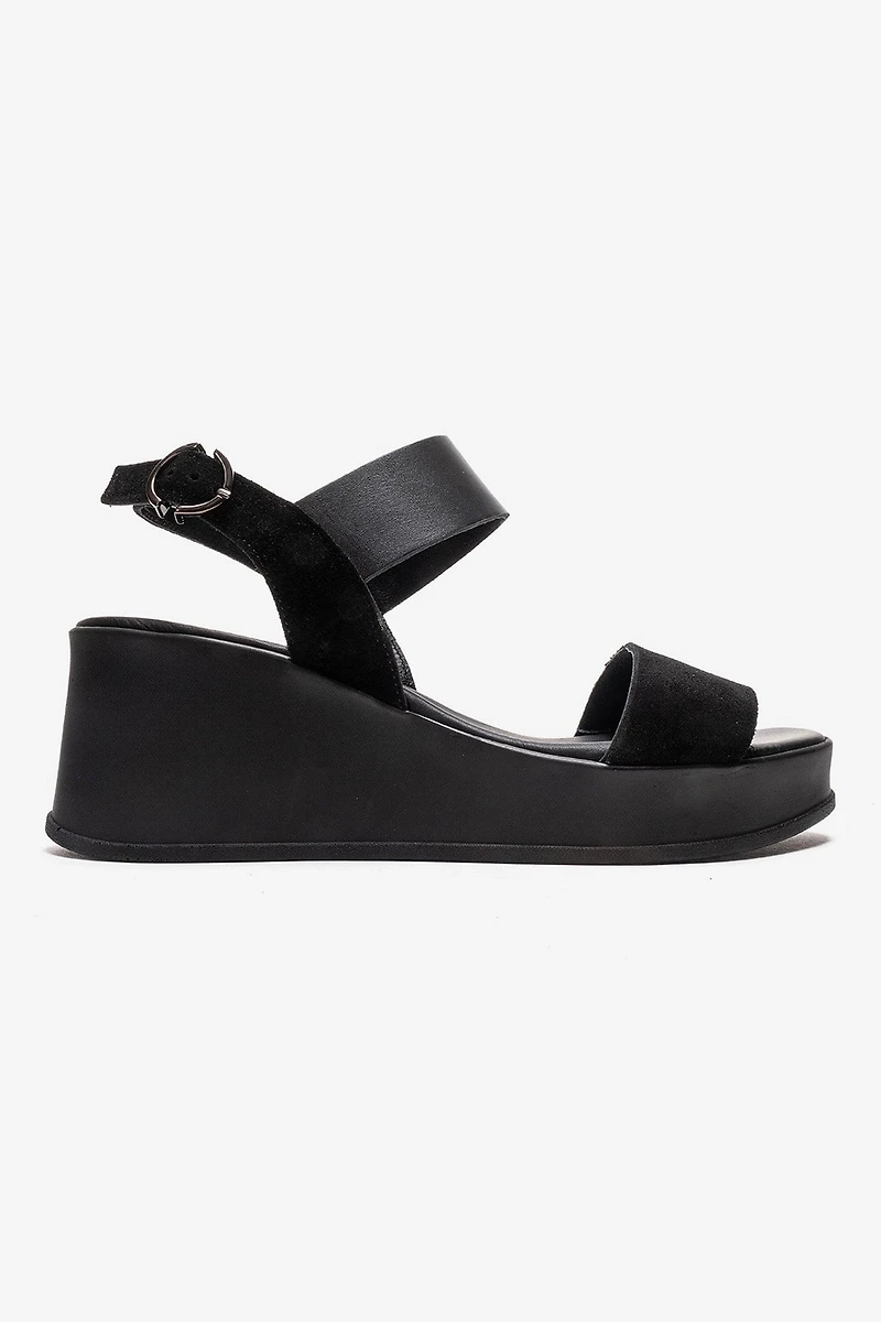 Forever & Always Womens Lolanthe Leather Wedge Sandals