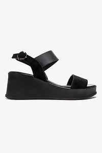 Forever & Always Womens Lolanthe Leather Wedge Sandals