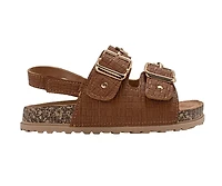 bebe Girl's Footbed Sandals with Buckle Straps and Charm Accents