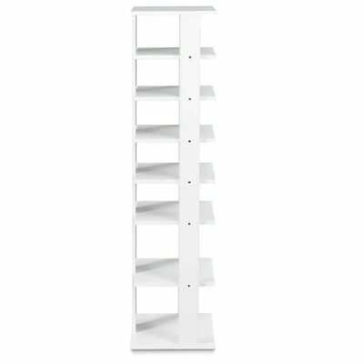 SUGIFT 7-Tier Wooden Shoe Storage Stand Shoe Rack Organizer 43.5-in Tall 11-lb Per Shelf Capacity White