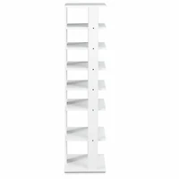 SUGIFT 7-Tier Wooden Shoe Storage Stand Shoe Rack Organizer 43.5-in Tall 11-lb Per Shelf Capacity White