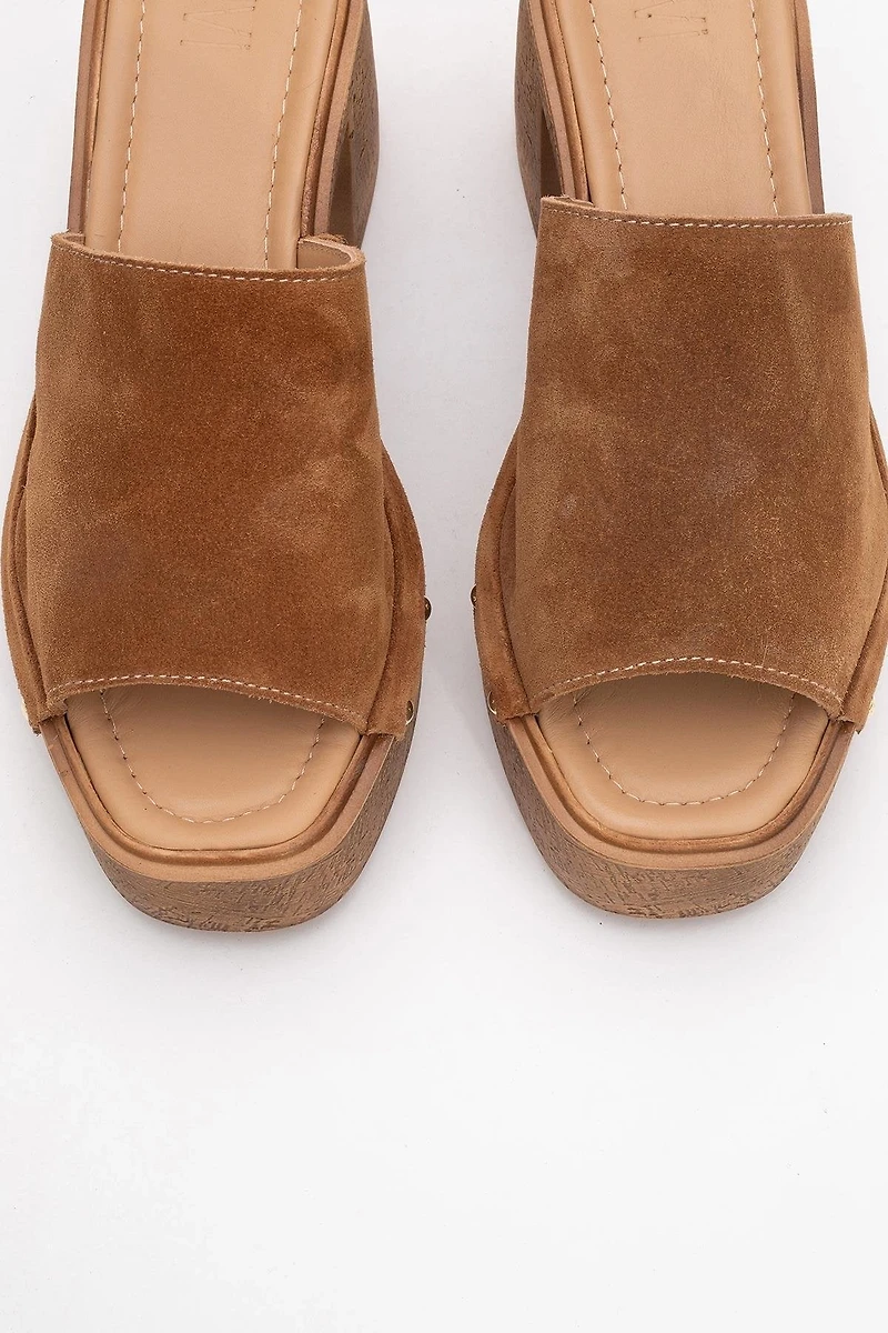 Forever & Always Womens Pull Leather Platform Mules