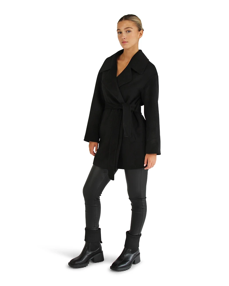 Belle & Bloom Womens Eternal Flame Wool Blend Short Robe Coat